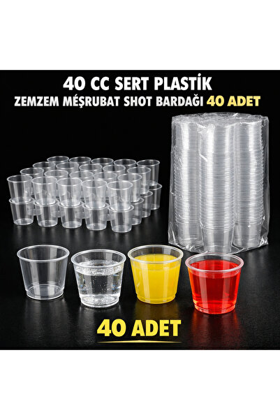 BAKOM AMBALAJ 40 CC SERT PLASTİK ZEMZEM MEŞRUBAT SHOT BARDAĞI 20 ADET