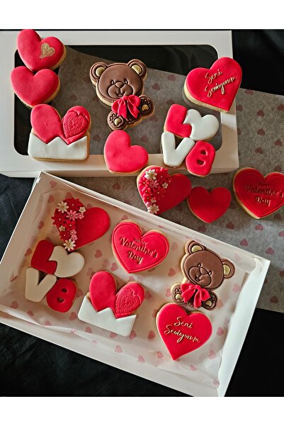 Mimosa Bakery 14 Şubat Sevgililer Günü Konsept Şeker Hamurlu Butik Kurabiye-6...