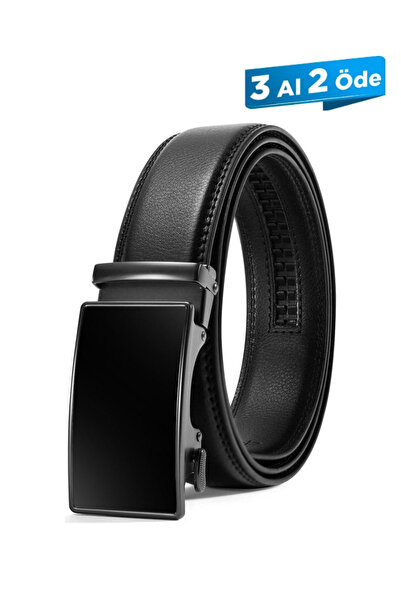 Bosskan Otomatik Siyah Tokalı Deliksiz Klasik Erkek Kemeri
