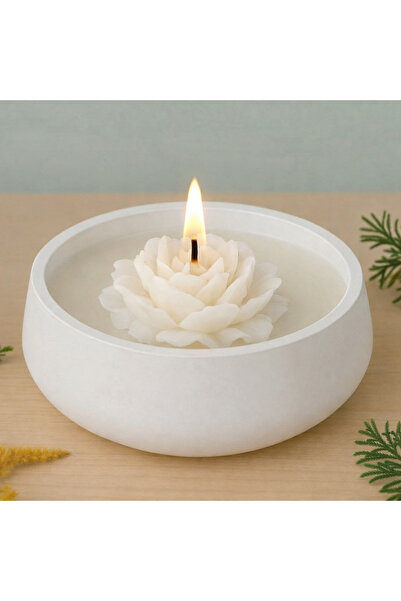 aymumi home El Yapımı Gül Şekilli Dekoratif Mum | Seramik Kasede Romantik Tas...