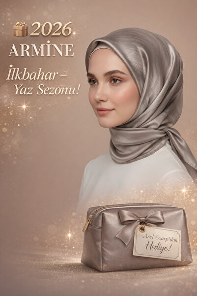 Armine %100 Sura Pure Silk Scarf Patterned 90X90 New Season 2026 Spring Summer