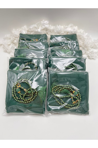 LenaToptan 10 штук зелених шарфів з фламами та набір чотків для хаджу, умри т...