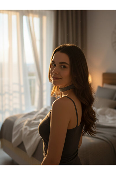 shop Taşlı Kadife Choker Kolye Ayarlanabilir Şık Boyun Aksesuarı