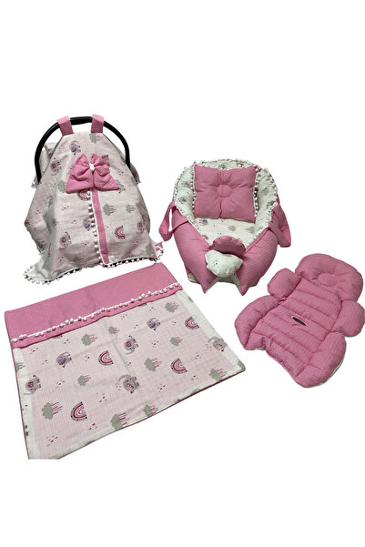 Happy Baby Dikiş Atölyesi Müslin Waffle Babynest Seti Taşınabilir Bebek Yatağ...