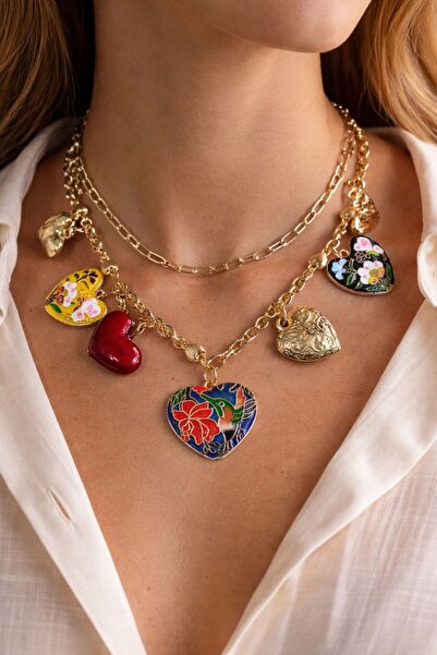 KARE ACCESORIES Marka Model Kalp Charm Altın Renk Kolye