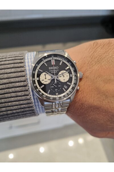 Seiko Black Dial with Calendar Steel Bracelet 10 Atm Waterproof Men Wristwatch