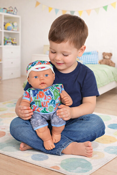 ŞAŞKIN HOUSE Tombul Türkçe Konuşan Kel Şapkalı Et Bebek Oyuncak (40 CM)