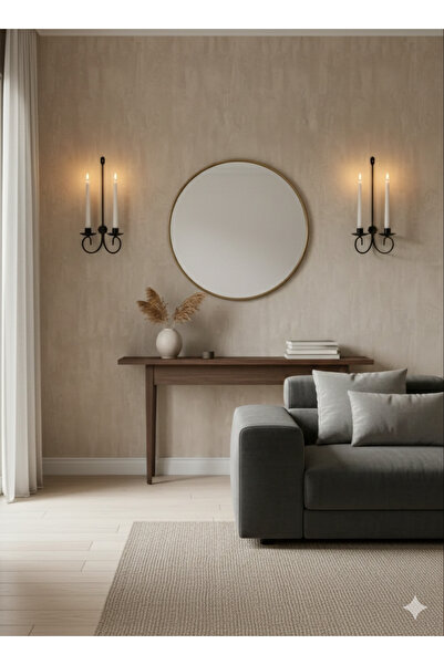 Samsun Demsa Demir Ferforje DLY Dekoratif Ferforje Duvar Mumluk Siyah Metal A...