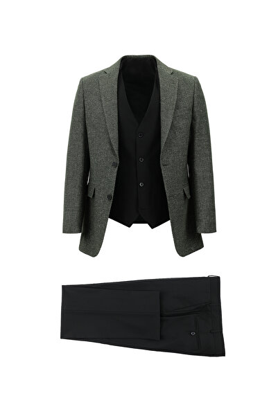 Abdullah Kiğılı Regular Fit Woolen Linen Suit with Combination Vest