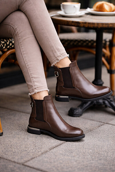 Mammamia Kadın Bot - Hakiki Deri - Kahve Renkli - Tarz Bot - Farklı - 8325LX