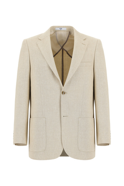 Kiğılı 4 Drop Relaxed Fit Rahat Kesim Desenli Keten Karışımlı Ceket