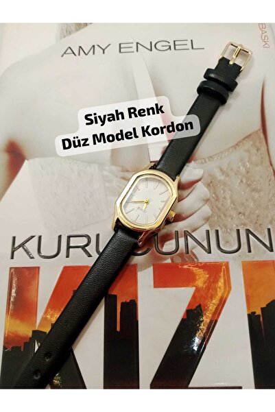 Brality ساعة يد نسائية بتصميم عتيق من الفولاذ الذهبي وحزام أسود اللون