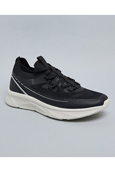 R&B Women Black Mesh Detail Lace Up Sneakers
