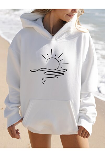 Deocept Унисекс суитшърт с качулка, джоб тип кенгуру, свободна кройка и надпи...