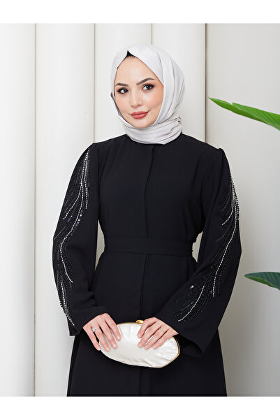 MY QILAM Women's Islamic Clothing Abaya Ferace Long Dress with Stone Embellis...