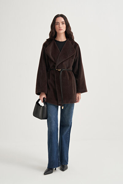 VESNA Deri Kemerli Fox Kaban