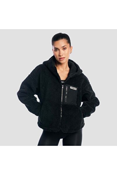 GymBeam Jachetă Sherpa pentru femei neagră
