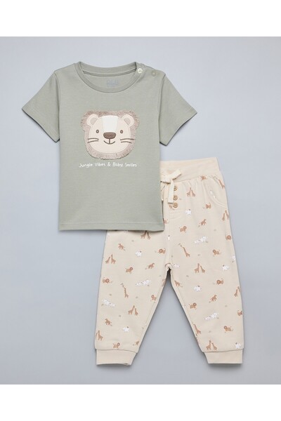 R&B Boys Olive Embroidered T-Shirt and Joggers Set