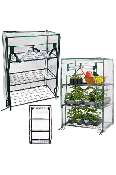 Three top online Mini Balcony Garden Greenhouse 3 Metal Shelves PVC Foil 46 x...