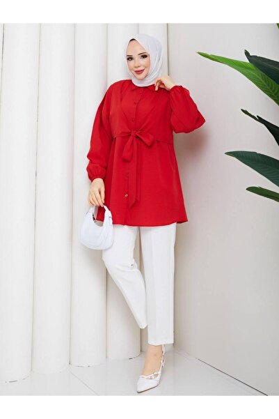 moda periy kadın yazlık pamuklu Önden Bağlamalı Tesettür Tunik