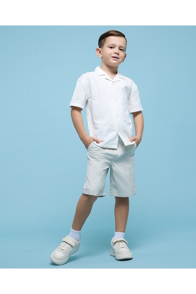 R&B طقم قميص وشورت مطرز متعدد الألوان للأولاد