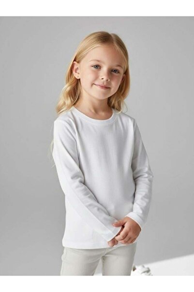 Zekids Κοριτσίστικο βαμβακερό μακρυμάνικο μπλουζάκι με λαιμόκοψη ποδηλάτου, λ...