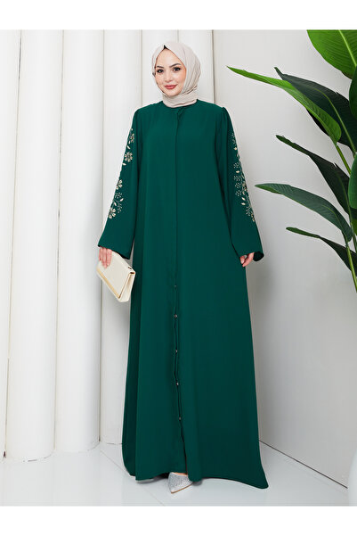 MY QILAM ملابس نسائية محتشمة، عباءة طويلة مطرزة الأكمام، أنيقة وعصرية