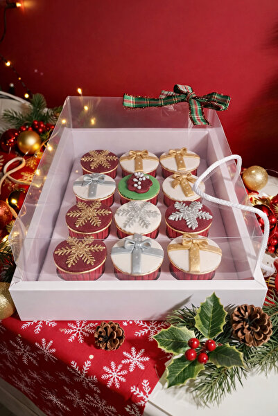 Ege Concept Life 12'li Full Asetat Şeffaf Kapaklı Cupcake Kutusu 35x26x11 - D...