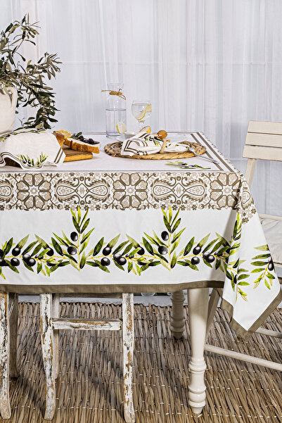 Elart Zeytin Dining Set Tablecloth Set for 12 People (150X210 cm)