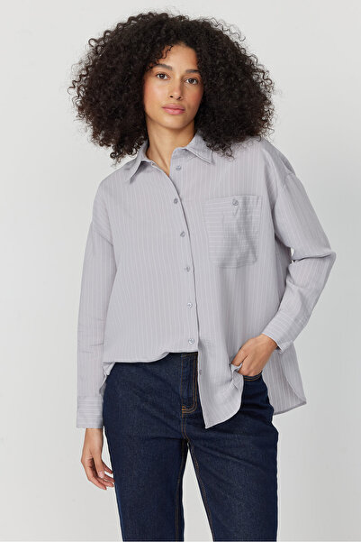 PAULMARK Women's Oversize Striped Shirt