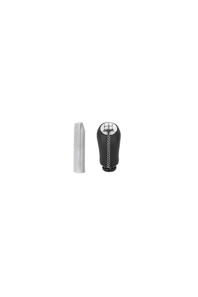 OEM Black gear knob with white stitching + adapter, Dacia Logan, 5 speeds