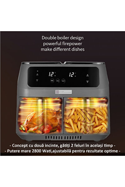 CLD -Care Love Devotion Air Fryer double cabin, 8 liters, 10 programs - CLD