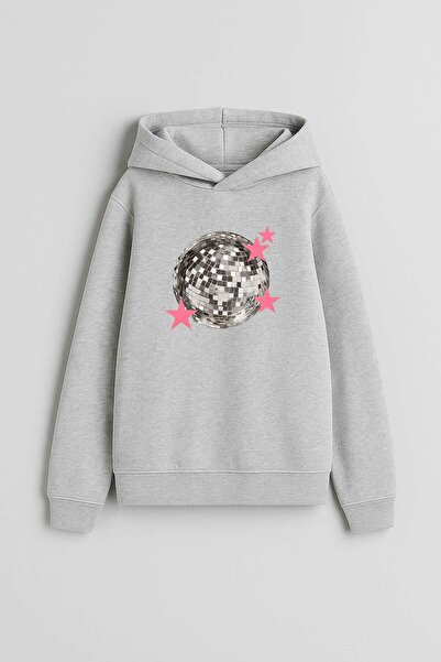 AYDESİGN Disco Ball Pinterest Printed Gray Hooded Sweatshirt Hoodie