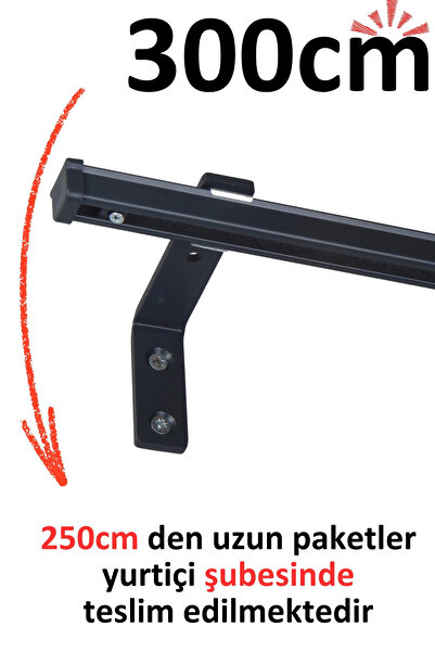 İzen Antrasit 300cm Tekli Metal Rustik (90mm) Metal L Duvar Montaj Ayaklı (19...