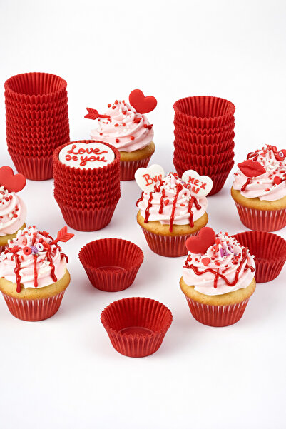 Ege Concept Life 500 قطعة من كبسولات الكب كيك الحمراء مقاس 50x40 ملم رقم: 5 و...