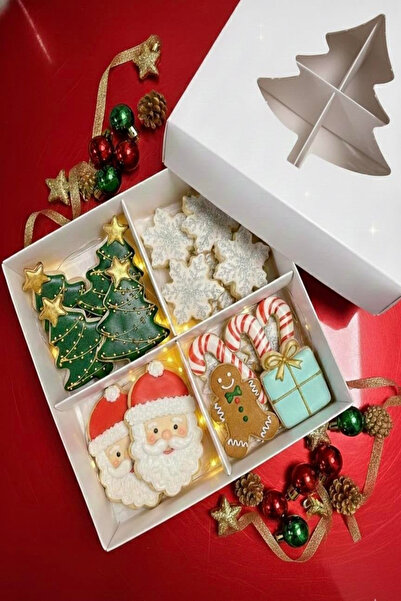 Ege Concept Life 4 Bölmeli Çam Ağacı Pencereli Pasta ve Kurabiye Kutusu 21x21...