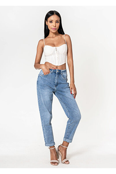 Nina Carter blugi albaștri cu croială mom fit B-P502-21 M7