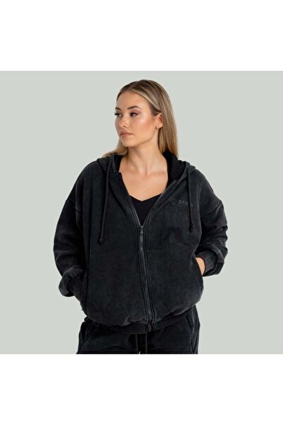 GymBeam Hanorac lavabil cu fermoar pentru femei, negru - STRIX