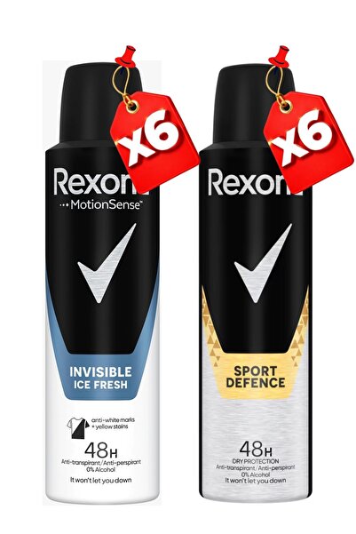 Rexona Дезодорант спрей Invisible Ice Fresh за мъже 150 мл x6 + Sport Defence...