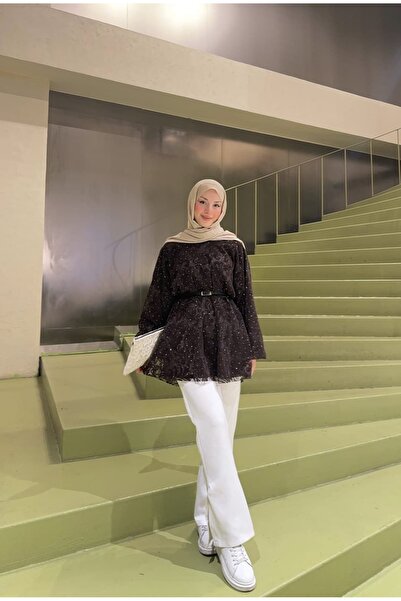 ZARERA TAŞLI TÜL FLOK BLUZ