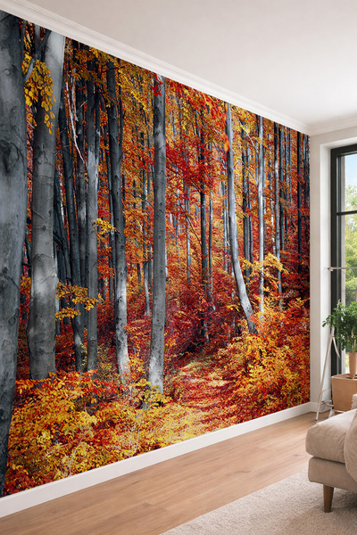 dreamwall Sonbahar Ormanı - Salon ve Ofis İçin Derinlik Etkili Tek Parça Duva...