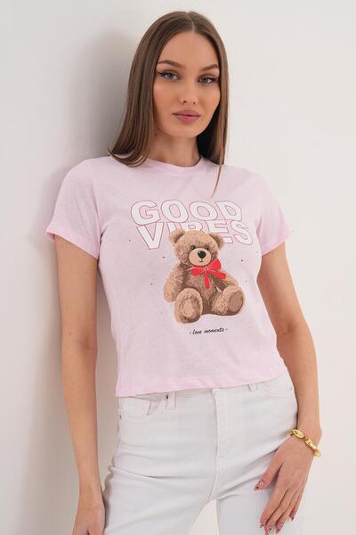 ŞİMAL Tricou de damă cu imprimeu și guler rotund - 260140