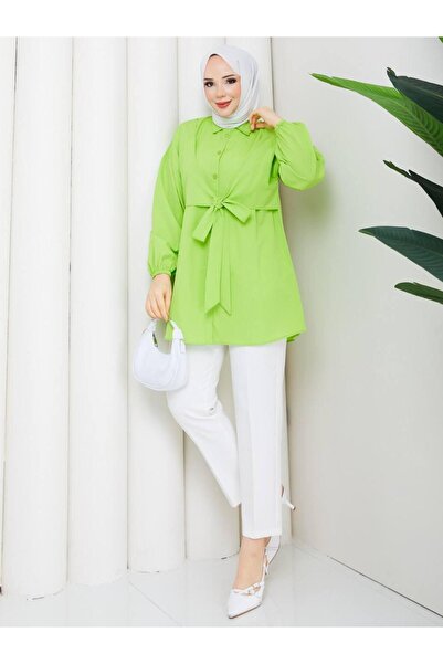 moda periy kadın yazlık pamuklu Önden Bağlamalı Tesettür Tunik