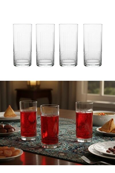 Premium Clear Tall Drinking Glasses Set of 4 pcs Straight Design Glasses