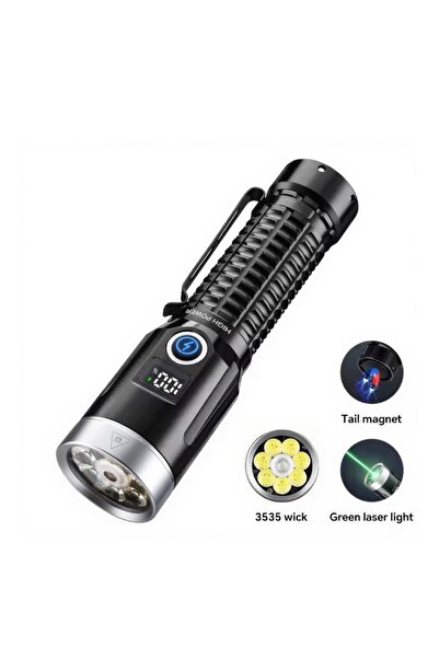 YEMAO Lanternă LED YM-F701 cu laser verde, rază de acțiune 500m, 3000lm neagră