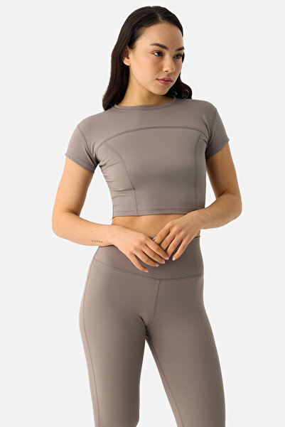 Superstacy Liora Soft Fabric Stone Color Crop Top