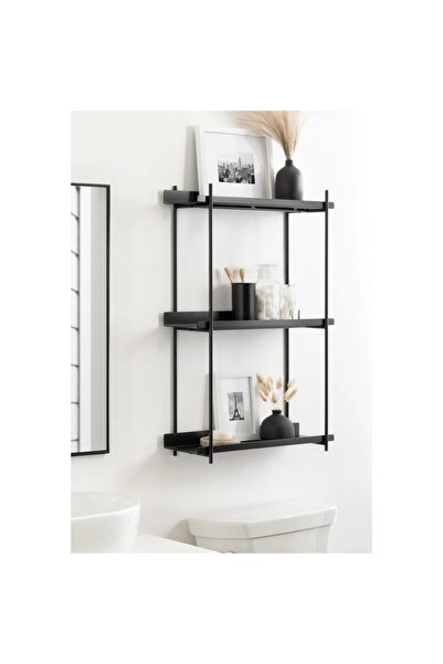 MERZANA Modern Siyah Metal Duvar Rafı | Şaraplık & Dekoratif Çok Amaçlı Duvar...