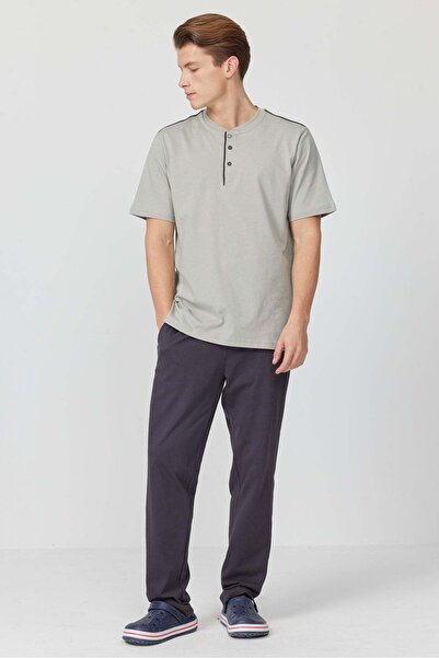 PAULMARK Set de pijamale texturate cu mâneci scurte pentru bărbați