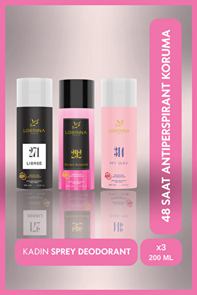 Lorinna Paris Kadın Deodorant Set 3x200 Ml (Libr-ee - Secret Bombshe - My Way)