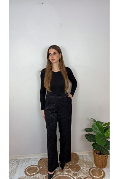 NO BRAND Leopar Desenli Saten Pantolon